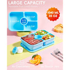 Canfanni 4 Pcs Bento Snack Box Containers, 4 Compartment Divided Stackable Food Storage Containers With Lids, Meal Prep Lunch Container With Sauce Cups
