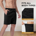 Mens Cotton Lounge Sleep Shorts With Zipper Pockets, Casual Wear | Soft Lightweight 100% Cotton Shorts, Ideal For Lounging, Seeping, Relaxing At Home, And Casual Daily Wear.