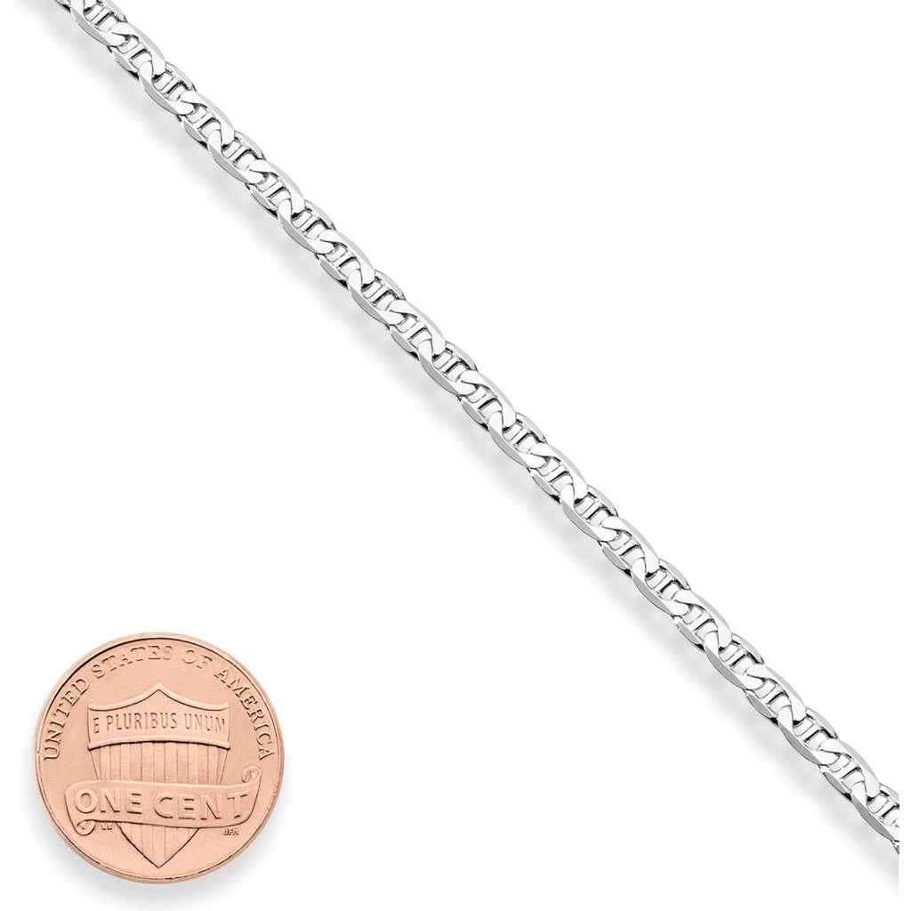 Miabella 925 Sterling Silver Italian 3mm, 4mm Solid Diamond-Cut Mariner Link Chain Anklet Ankle Bracelet for Women, Made in Italy