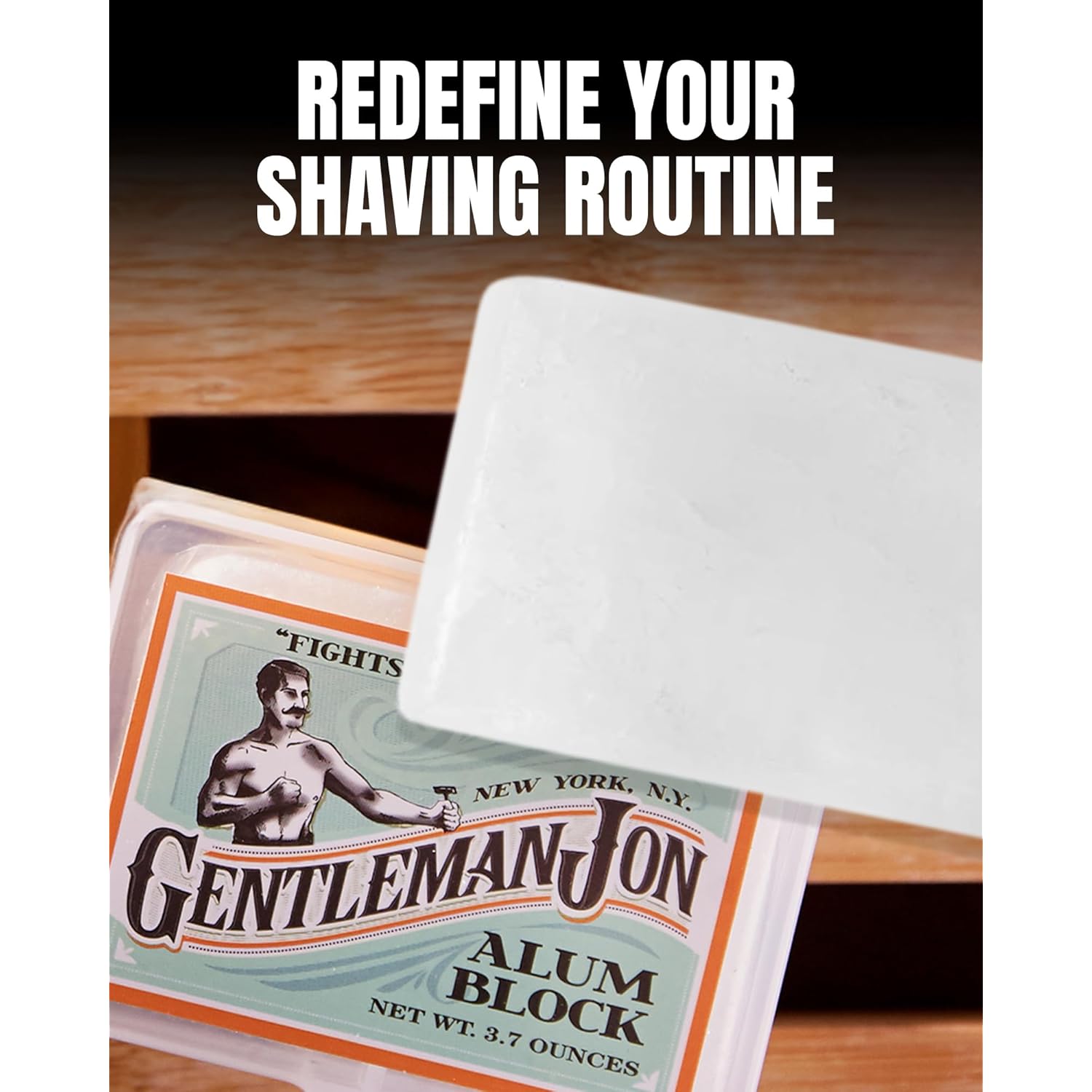 Gentleman Jon 3.7 Ounce Alum Block in Plastic Case - Upgrade Your Shave - Soothing Aftershave Solution for Shaving Razor Burn Relief - Travel Friendly Durable Plastic Case Included, Aftershave for Men