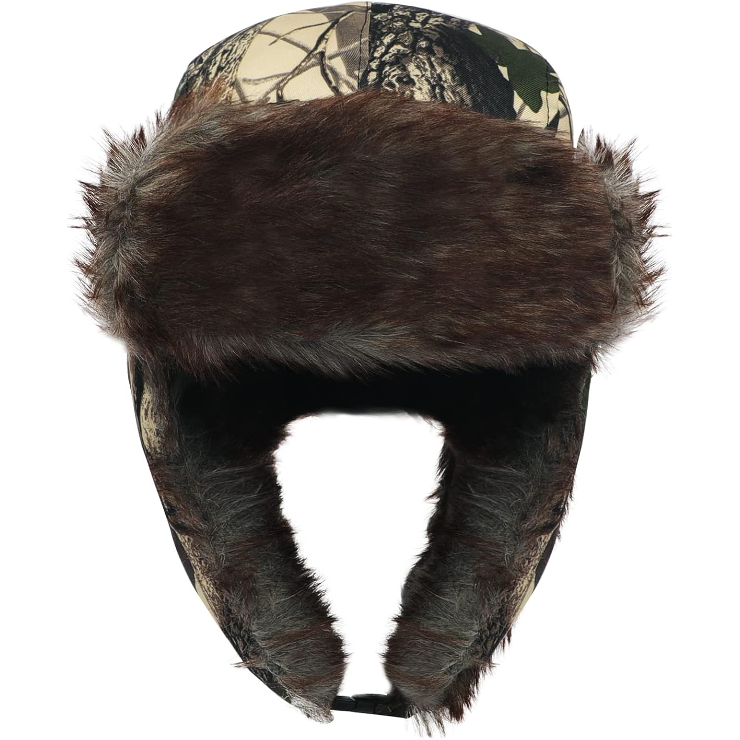 Winter Trapper Hat with Ear Flaps Fallen Leaf Camo Hunting Cap Faux Fur Ushanka Russian Warm Hat Unisex Hunter's Hats