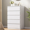 Jocoevol White 5 Drawer Dresser For Bedroom, 15" D X 23.7" W X 40.4" H In Simply Modern Chest Of Drawers, Wood Storage Dresser With Deep Drawers For Living Room Hallway Entryway, White