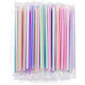 [Individually Wrapped] 100Pcs Disposable Plastic Drinking Straws - 8.26" Long And 0.24 Diameter Colorful Cute Straws For Juice,Coffee,Milk,Cocktail, Bachelorette/Birthday Party, Bridal/Baby Shower