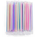 [Individually Wrapped] 100Pcs Disposable Plastic Drinking Straws - 8.26" Long And 0.24 Diameter Colorful Cute Straws For Juice,Coffee,Milk,Cocktail, Bachelorette/Birthday Party, Bridal/Baby Shower