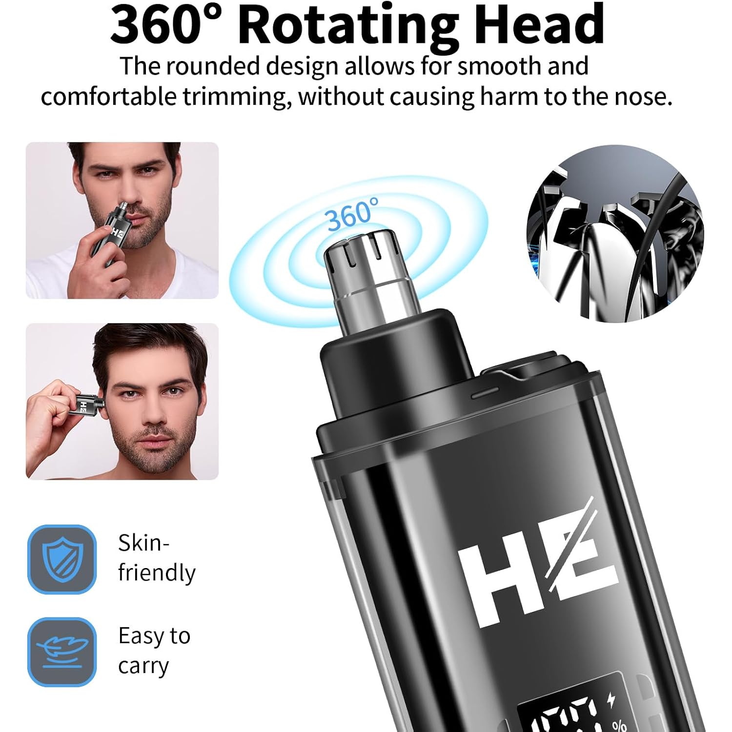 Hiena Pro Professional Hair Clipper Set For Men, Cordless Barber Trimmer And Electric Foil Shaver, Nose Hair Trimmer, Hair Cutting Kit, R-Type Adjustable Blade, Led Display, Usb Charging