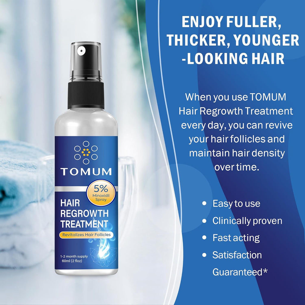 Minoxidil for Men and Women Hair Growth: 5% Minoxidil Topical Spray Hair Regrowth Treatment Stop Hair Thinning and Hair Loss For Stronger Thicker Longer Hair 60ml 2 Pack