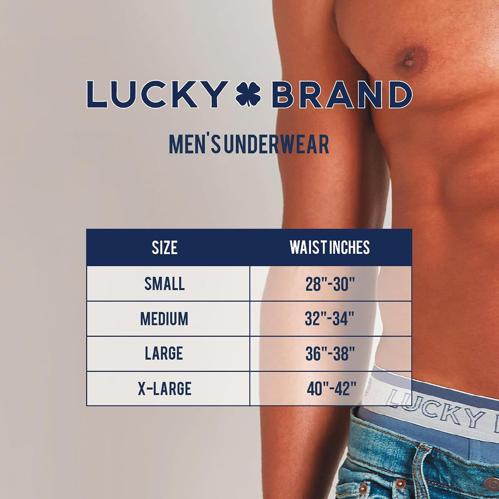 Lucky Brand Mens Underwear Boxer Briefs - 3 Pack Soft Cotton Blend Boxers For Men With Functional Fly Pouch, 6" Inseam