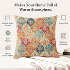 Boho Throw Pillow Covers 18X18 Inch Set Of 2,Soft Pillowcases Bohemia Carpet Printing Pattern Decorative Sofa Living Room Bed Square Pillow Case Cushion Cover-Cream Color