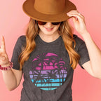 Hawaiian Shirts for Women Palm Trees Beach Graphic Tee Tops Summer Vacation Short Sleeve Tshirt Tops