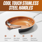 Gotham Steel 9.5 Inch Copper Non Stick Frying Pans, Ceramic Non Toxic Frying Pans Nonstick Skillet Made Without PFOA PFOS, Lightweight, Stay Cool Handle, Oven and Dishwasher Safe