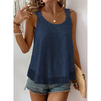 Womens Tank Tops Flowy Sleeveless Summer Boho Tank Top for Women Casual Crewneck Strap Lace Camisole Shirts