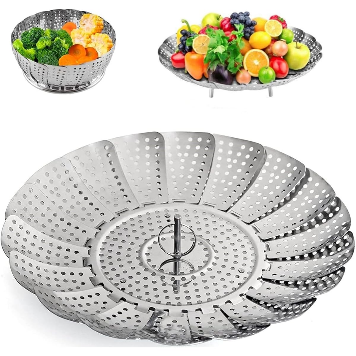 Zocy Steamer Basket, Stainless Steel Vegetable Steam Baskets for Steaming Cooking Expandable to Fit Various Size Pot (5.5" to 9.3")