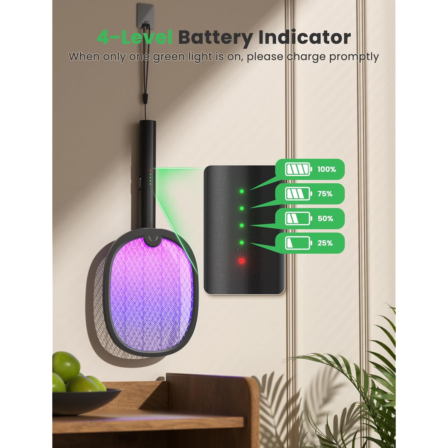 Yissvic Electric Fly Swatter Foldable Bug Zapper Racket 2 In 1 Mosquito Killer With Purple Attractant Light Rechargeable 1800Mah For Indoor Home Backyard Patio Camping