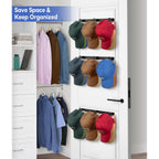 4 Packs Hat Rack For Wall, Hat Organizer For Baseball Caps Holds 36 Hats, 3 Mounting Options Hat Hook Hanger, Strong Baseball Hat Holder Storage, Cap Display For Door, Room, Closet (Black)