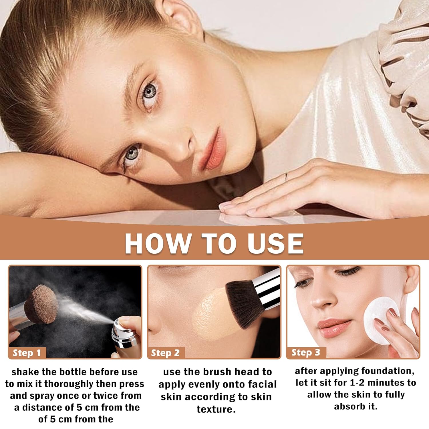 Air Brush Makeup Foundation,Flawless Airbrush Foundation for Older Women,Teenagers,Middle-aged and Mature Skin,Lightweight Moisturizing,Buildable Coverage for Smooth Radiant Skin (02 Beige)