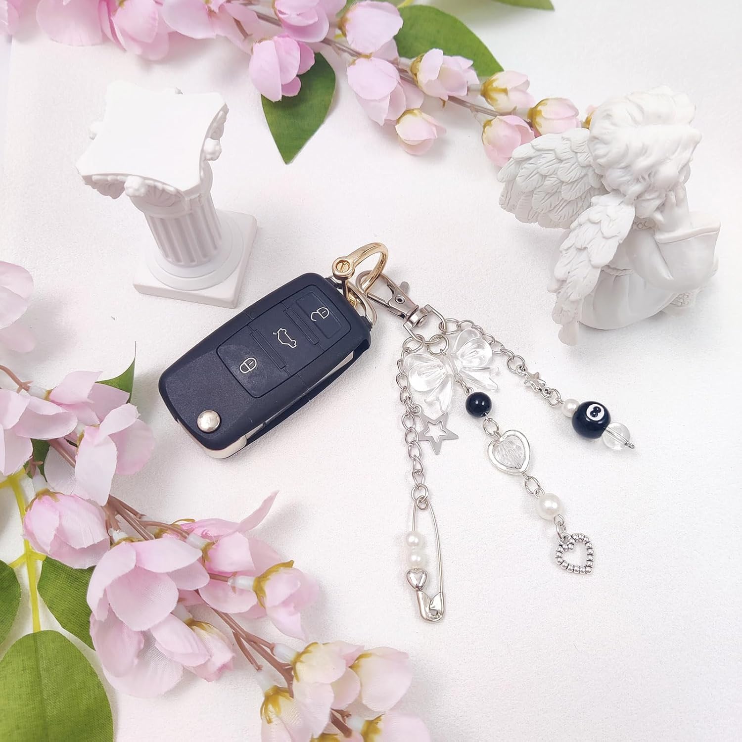 cioatu Y2K Aesthetic Keychains for Women Cute Flowers Star Cake Jellyfish Keychins Charms Kawaii Bag Purse Decor