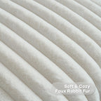FUTEI Pack of 2 Solid Faux Fur Plush Throw Pillow Covers 18x18 Inch Soft Fluffy Striped Decorative Cushion Cases Modern Farmhouse Accent for Couch Bed Living Room, Cream White