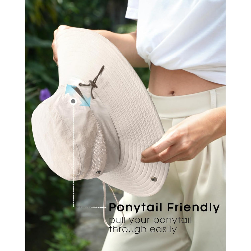 FURTALK Womens Sun Hat with Ponytail Hole Beach Hiking Summer Wide Brim UPF 80+ Outdoor Protection Foldable Bucket Hat