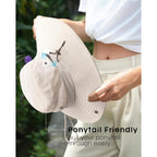 FURTALK Womens Sun Hat with Ponytail Hole Beach Hiking Summer Wide Brim UPF 80+ Outdoor Protection Foldable Bucket Hat