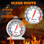 Stainless Steel Oven Thermometer 50-300°C/100-600°F, Analog Instant Read, Battery-Free Kitchen Cooking Thermometer, Hook & Stand Design Food Thermometer For Oven, Grill, Smoker, Fryer