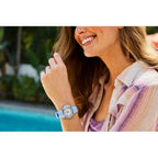 Citizen Ladies Eco-Drive Veya, 33.4Mm Silver-Tone Stainless Steel Case With A Blue Silicon Strap & Silver-White Dial (Style: Fe1260-09A)