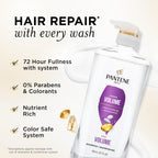 Pantene Shampoo, Sheer Volume - 72-Hour Fullness, Lightweight Nourishment With Pro-Vitamin B5 + Antioxidants, Fine, Thin, Color-Treated Hair, Paraben Free, Remove Build Up For Body & Shine, 27.7 Fl Oz