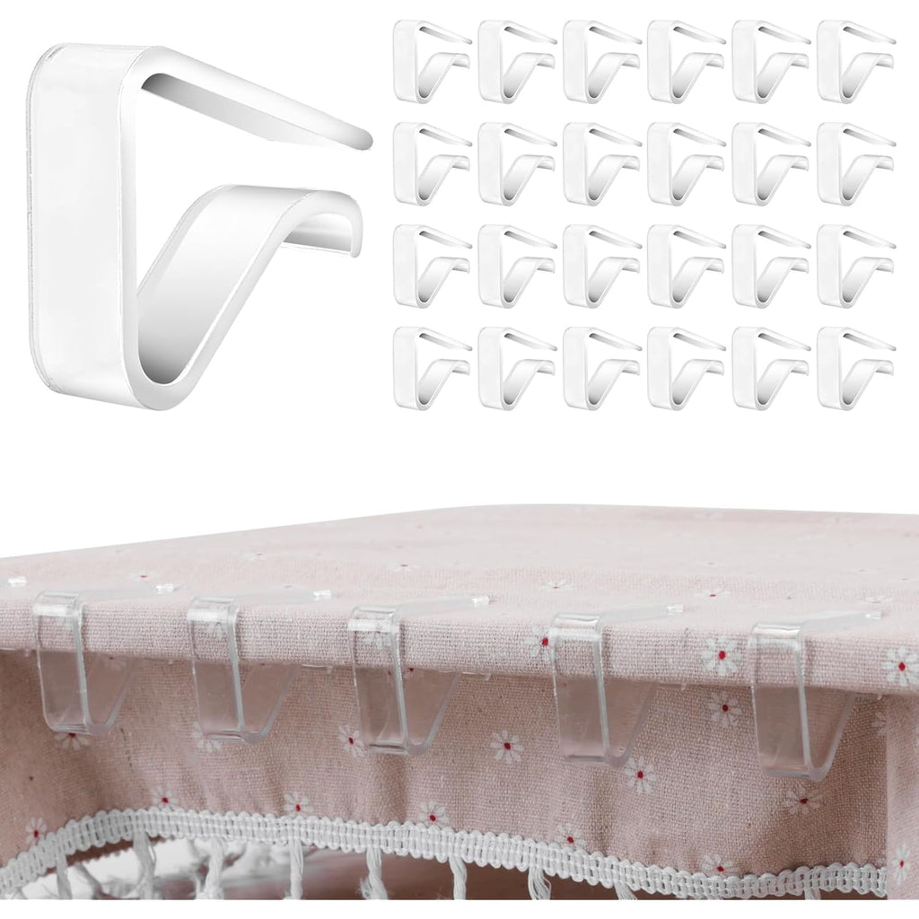 24 Pieces Clear Tablecloth Clips, Durable Plastic Table Cover Holders, Windproof Transparent Clamps for Securing Tablecloths Indoor Outdoor Party, Wedding, Christmas Event, Picnic, Camping (24, Large)