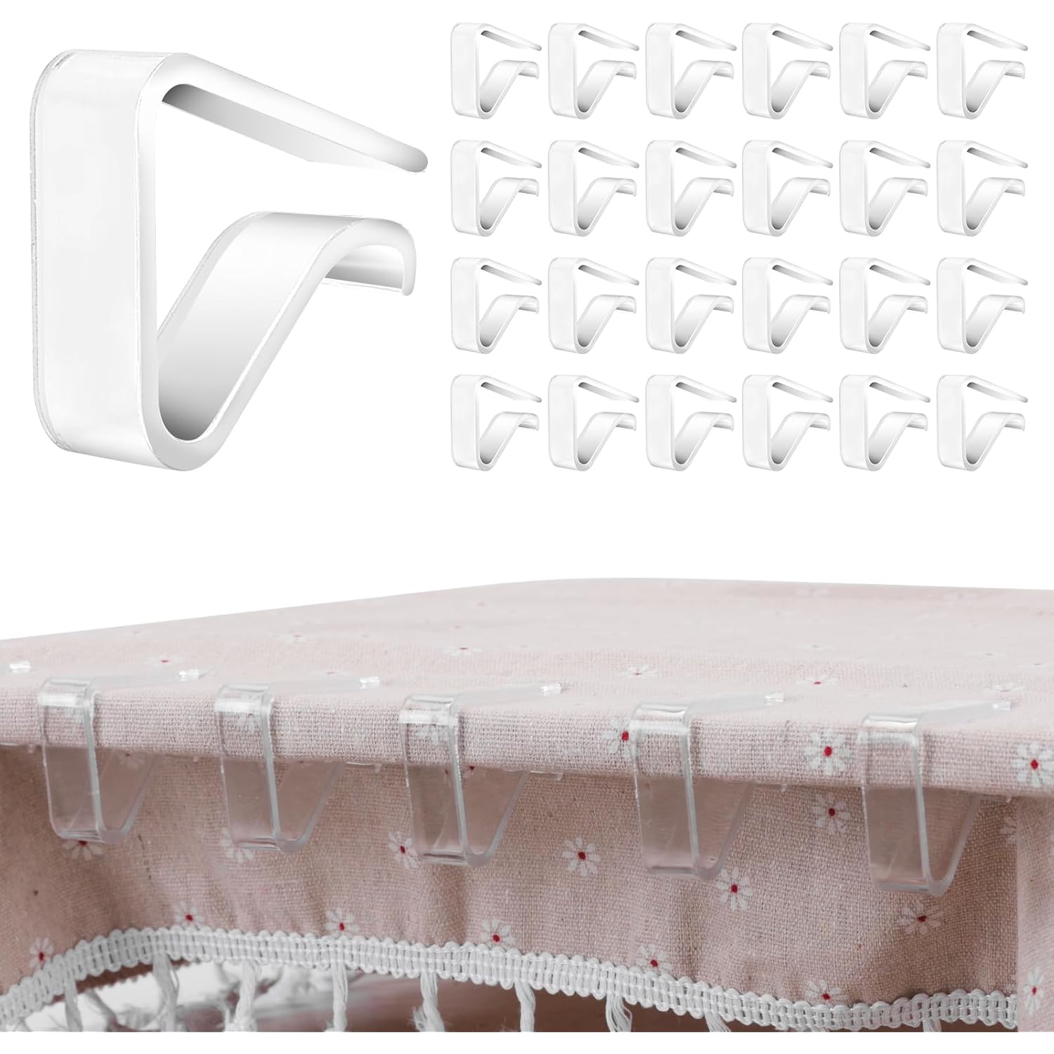 24 Pieces Clear Tablecloth Clips, Durable Plastic Table Cover Holders, Windproof Transparent Clamps for Securing Tablecloths Indoor Outdoor Party, Wedding, Christmas Event, Picnic, Camping (24, Large)