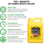 Harris Roach Killer, Liquid Spray With Odorless And Non-Staining 12-Month Extended Residual Kill Formula (Gallon)