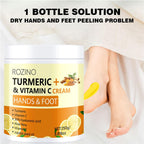 Turmeric & Vitamin C Hand and Foot Cream – Moisturizing Treatment for Dry, Rough Skin – Fast Absorbing, Non-Greasy Formula – Hydrates & Soothes Cracked Heels & Hands (8.8OZ)