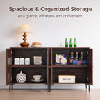 Ifget Modern Buffet Cabinet With Storage, 92.63" W Fluted Arched Sideboard Cabinet W/Adjustable Shelves, Wooden Modular Coffee Bar For Dining Room, Kitchen, Living Room, Entryway, Brown