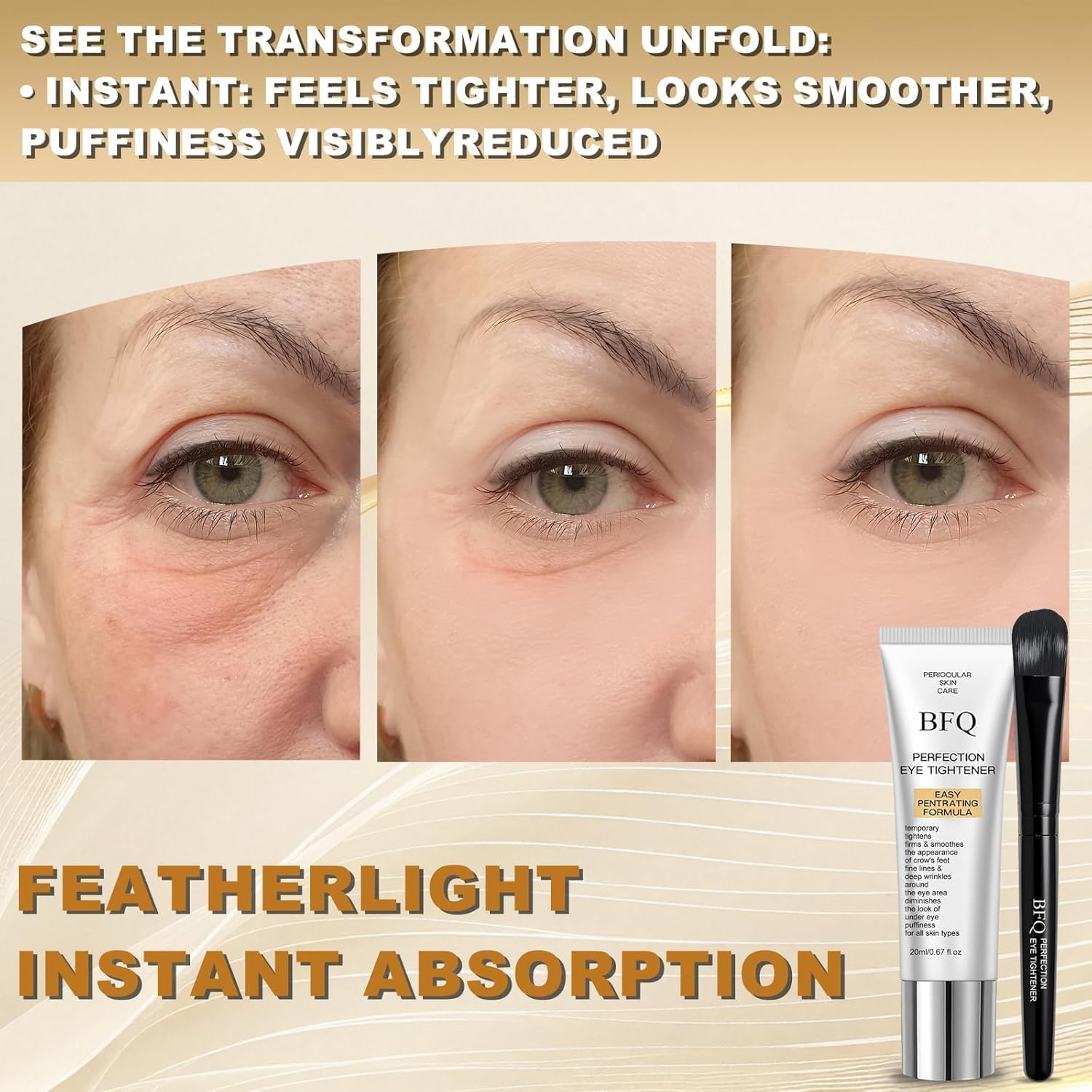 Instant Eye Tightening Cream - Targets Fine Lines & Wrinkles, With Applicator Brush, Firming Formula For Mature Skin (0.72 Fl Oz (Pack Of 1))