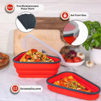 The Perfect Pizza Pack™ - Reusable Pizza Storage Container With 5 Microwavable Serving Trays - Bpa-Free Adjustable Pizza Slice Container To Organize & Save Space, Red