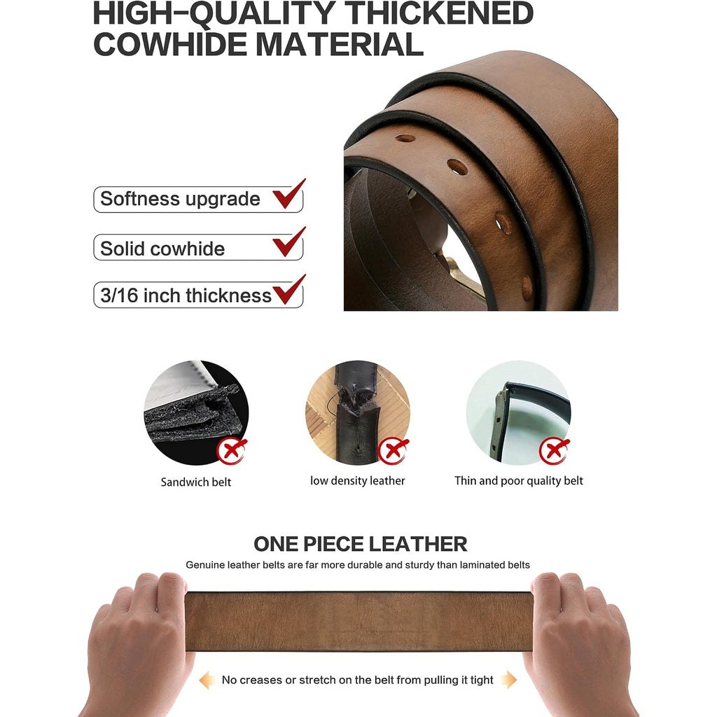 Thicken Full Grain Leather Mens Belt Heavy Duty Mens Work Belt Mens Belt High Hardness Buckle Packed In Gift Box