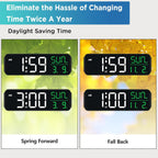 Peakeep Large Display Digital Alarm Clock For Bedroom With Date Day Of Week | Calendar Desk Table Clocks For Living Room Office, Dimmable Plug In Electric Clock Battery Backup, 5 Volumes, Loud, Auto Dst