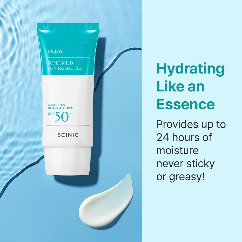 Scinic Enjoy Super Mild Sun Essence Ex 1.69 Fl Oz(50Ml) Spf 50+ | Lightweight, Fast-Absorbing, Hydrating Sunscreen | Korean Skincare