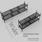 Shoe Rack, 45.6" Expandable Shoes Storage Metal Shoe Shelf Stand 2-Tier Stackable Boot Organizer For Closet, Entryway, Garage, Bedroom, Door Entrance, Black