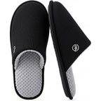 Everfoams Men'S Cotton Knit Slippers Lightweight Memory Foam Indoor Breathable House Shoes With Anti-Skid Sole