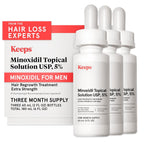 Keeps Minoxidil Solution 5% for Men - Extra Strength Topical Hair Regrowth Treatment - Non-Greasy Scalp Solution - Clinically Proven to Increase Hair Growth - 3 Month Supply (3 x 2 fl oz Bottles)