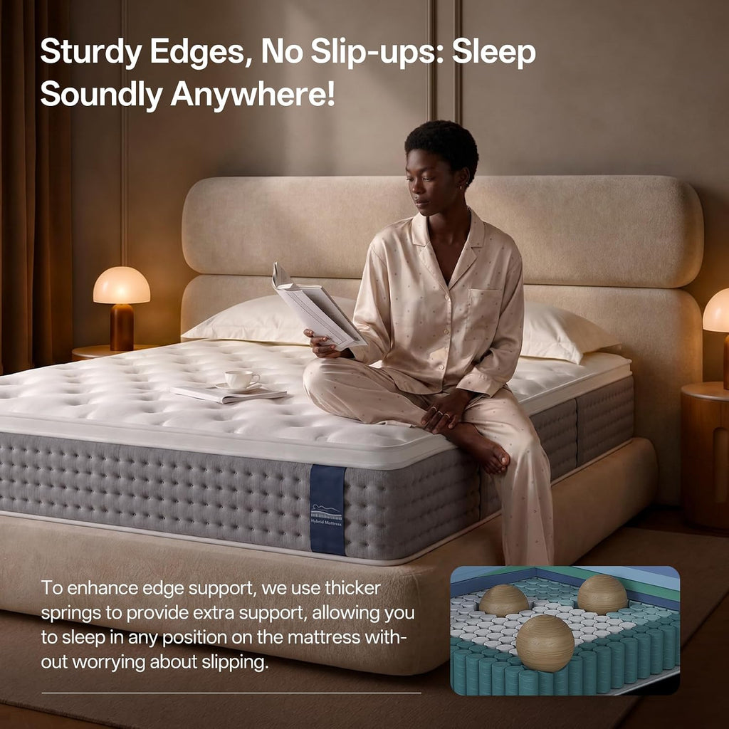 Queen Mattress, 12 Inch Cooling Hybrid, Gel Memory Foam With Pocket Coils, Medium Firm, Motion Isolation, Pressure Relief, Certipur-Us Mattress