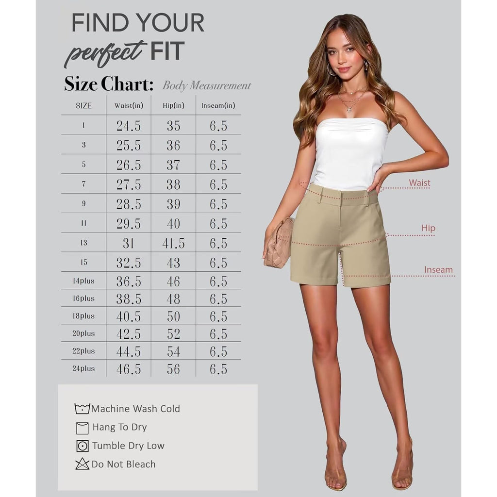Hybrid & Company Womens Relaxed Comfy Breathable Stretch Walking Shorts with Pockets