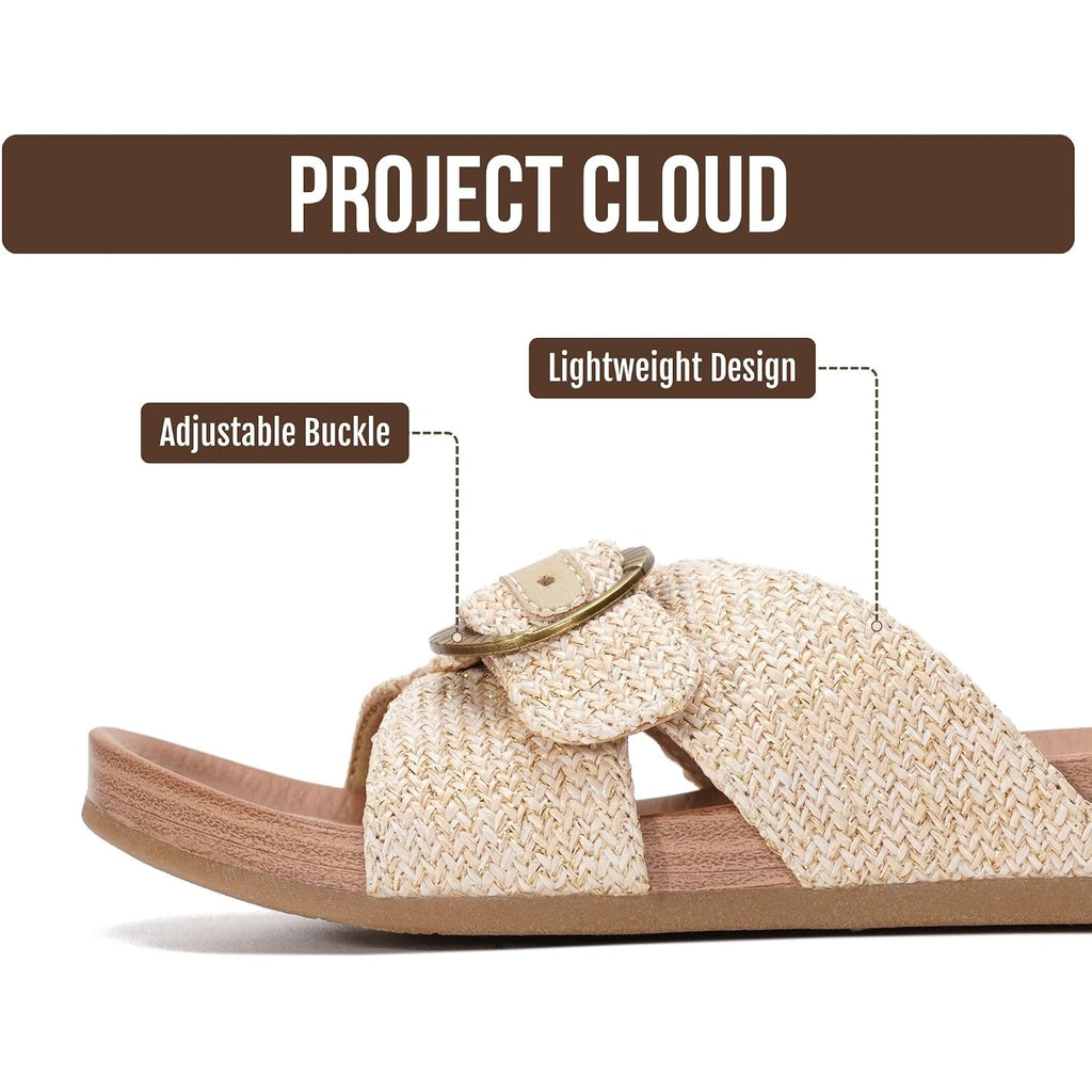 Project Cloud Womens Sandals - Adjustable Buckle Sandals For Women 2026 With Plush Insole - Lightweight & Non Slip Slides For Women Footwear