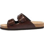 Odoly Men'S Cork Footbed Slide Sandal, Arch Support Summer Outdoor Sandals With Adjustable Buckle For Men