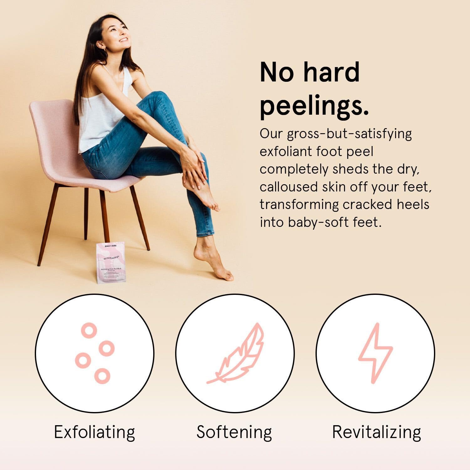 grace & stella Award-Winning Foot Peel Mask - Foot Peeling Mask with Aloe Vera - Moisturizing Foot Mask for Dry Cracked Feet - Foot Exfoliator for Baby Soft Feet (4 Pairs, Unscented)