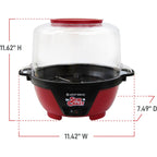 West Bend Stir Crazy Hot Oil Popcorn Popper, Popcorn Maker Machine with Large Serving Bowl Lid and Stirring Rod Perfect for Movie Night Snack Time or Parties, 6-Quart, Red