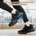 Hogent Steel Toe Shoes For Women Men Wide Non Slip Composite Work Sneakers Indestructible Comfortable Safety Tennis Shoes Lightweight Breathable Construction Sneakers Puncture Proof Ergonomic Design