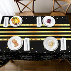 Childom 3 Pack Graduation Tablecloth,Graduation Decorations Class of 2026 Graduation Party Decorations,54"x108" Black and Gold Plastic Table Cloth Disposable Rectangle for Home,School,Party Supplies