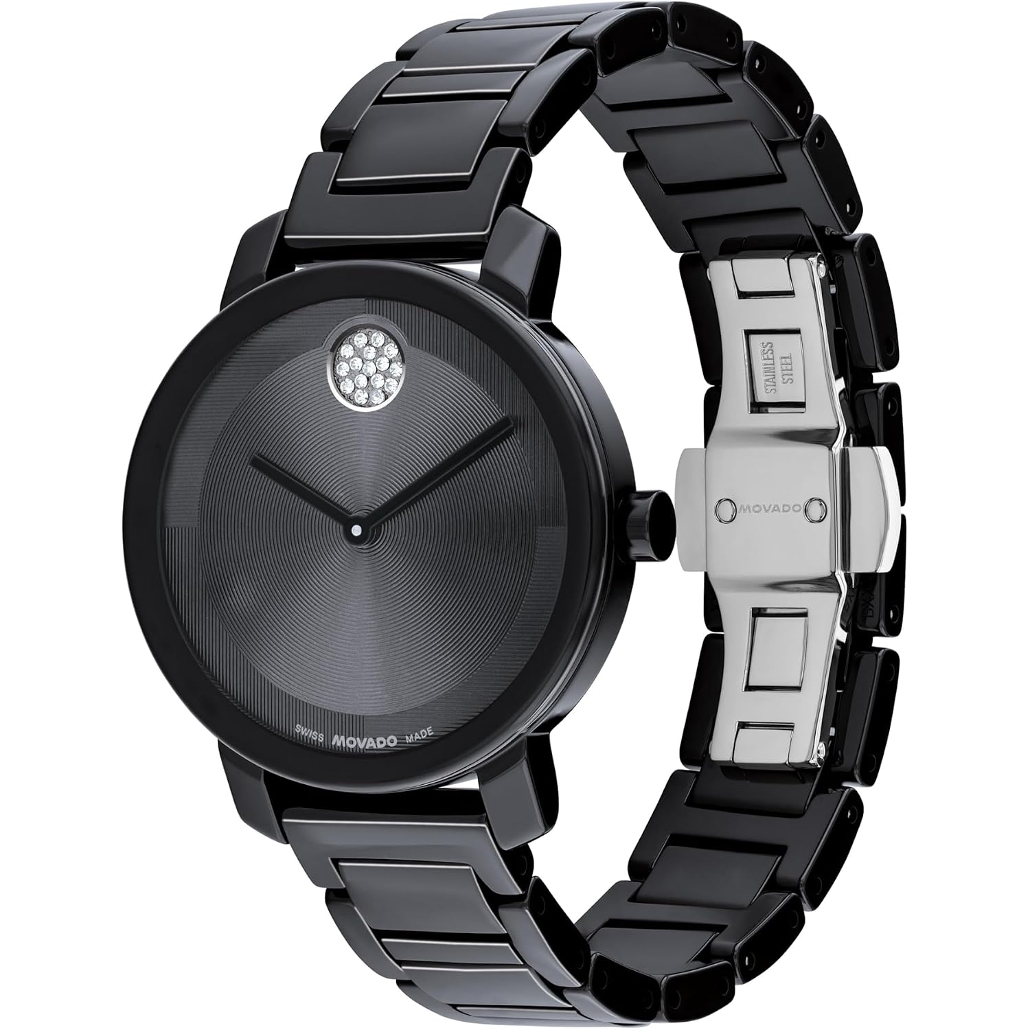 Movado Bold Women'S Evolution 2.0 Ceramic Watch - Swiss Quartz Movement - Crystal Set Dot - 3 Atm Water Resistance - Luxury Timepiece - Gift For Her - 34Mm