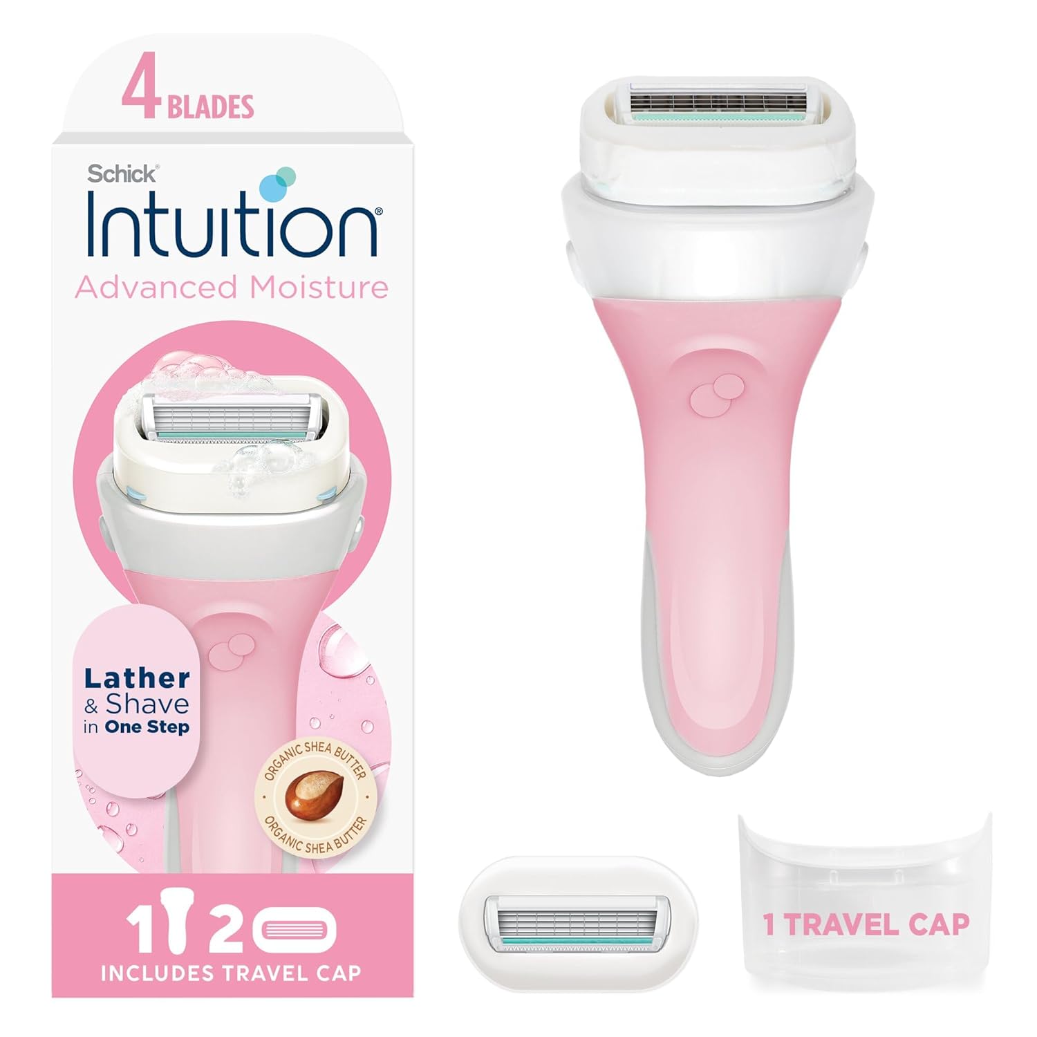 Schick Intuition Razors for Women with Sensitive Skin | 1 Razor & 2 Intuition Razor Blades Refill with Organic Aloe