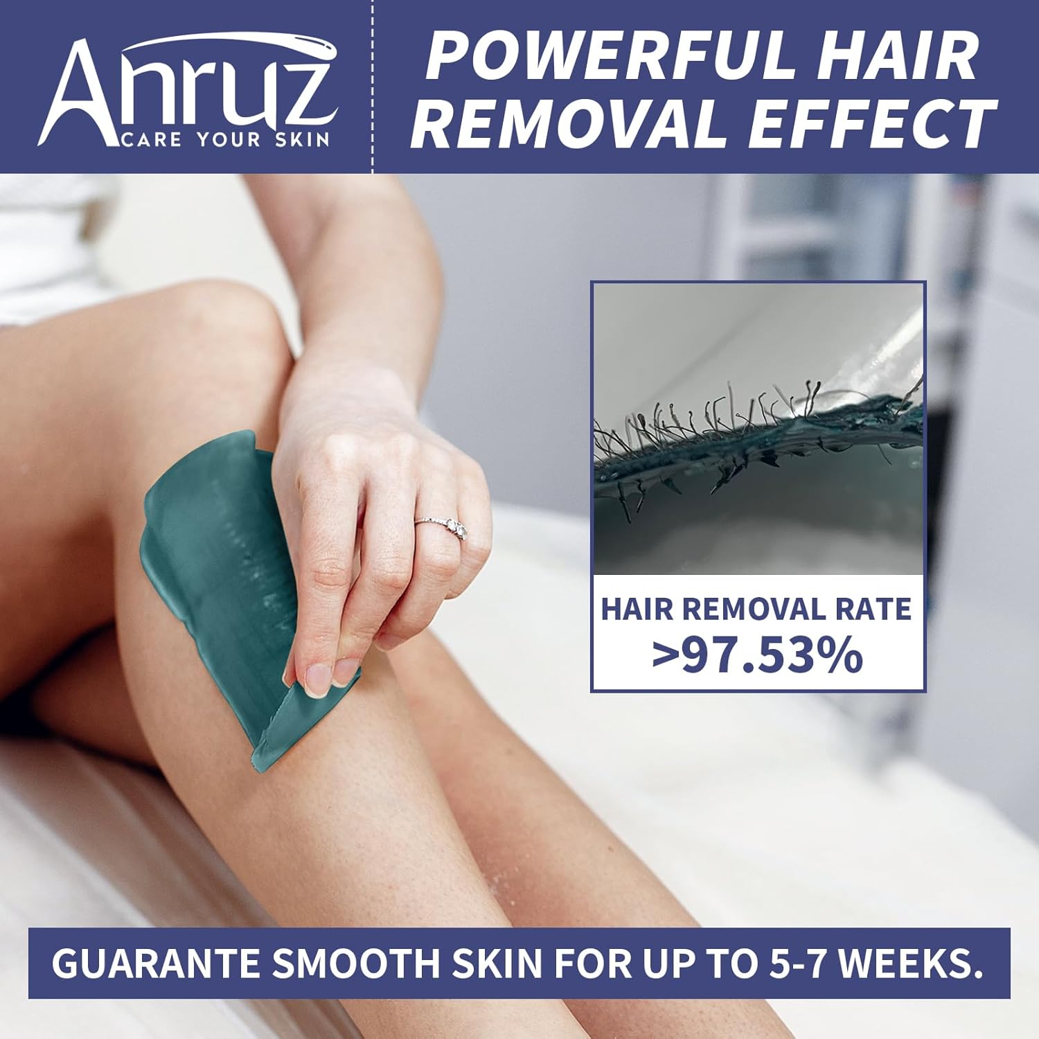 Anruz Waxing Kit for Women Men - Wax Kit for Hair Removal with Silicone Bowl,4 Bags Hard Waxing Beads and 30 Sticks - at Home Use Wax Warmer for Full Body, Bikini, Eyebrow, Face, Sensitive Skin